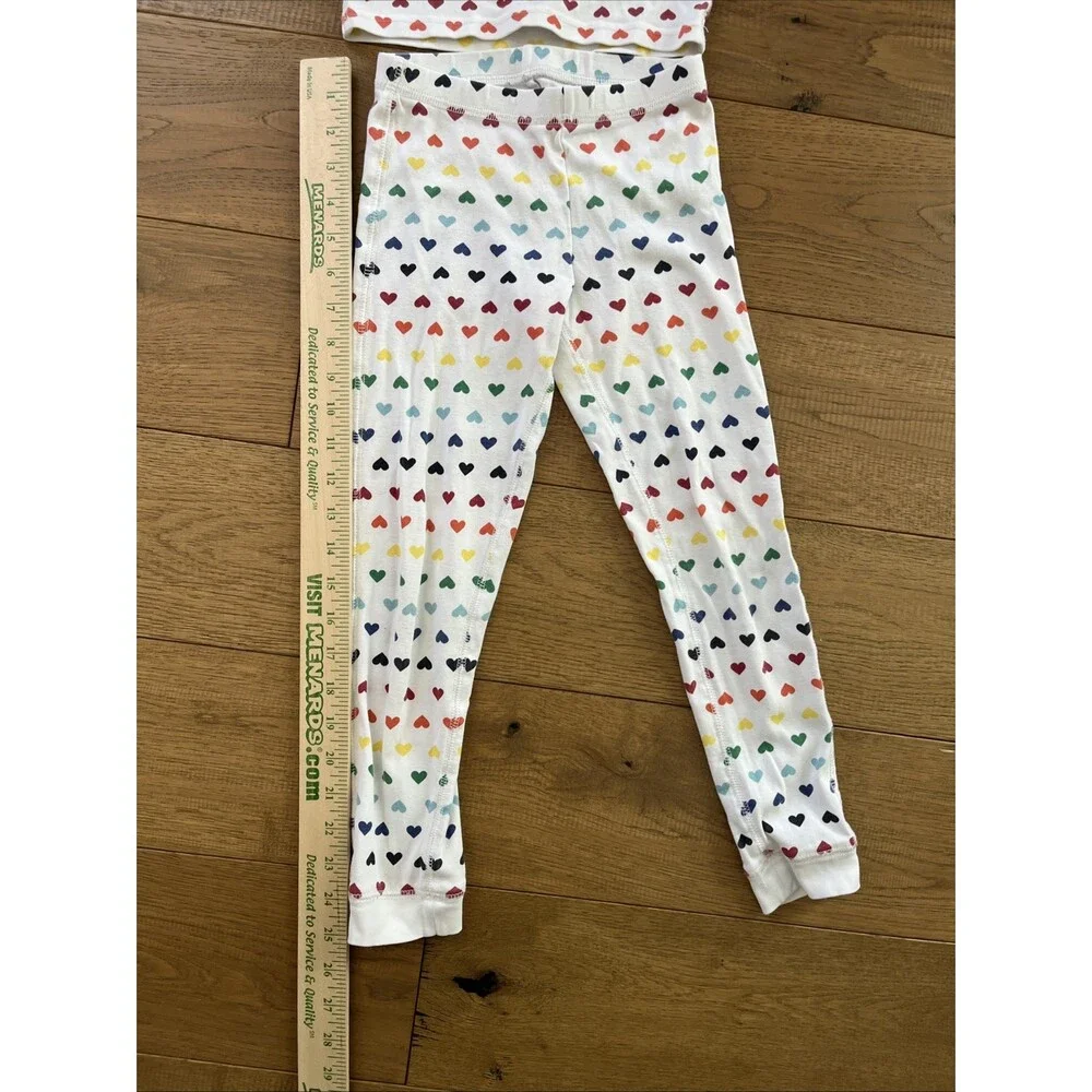 Primary Rainbow Hearts Pajamas Unisex Size 6-7  100% Organic Cotton PJ set